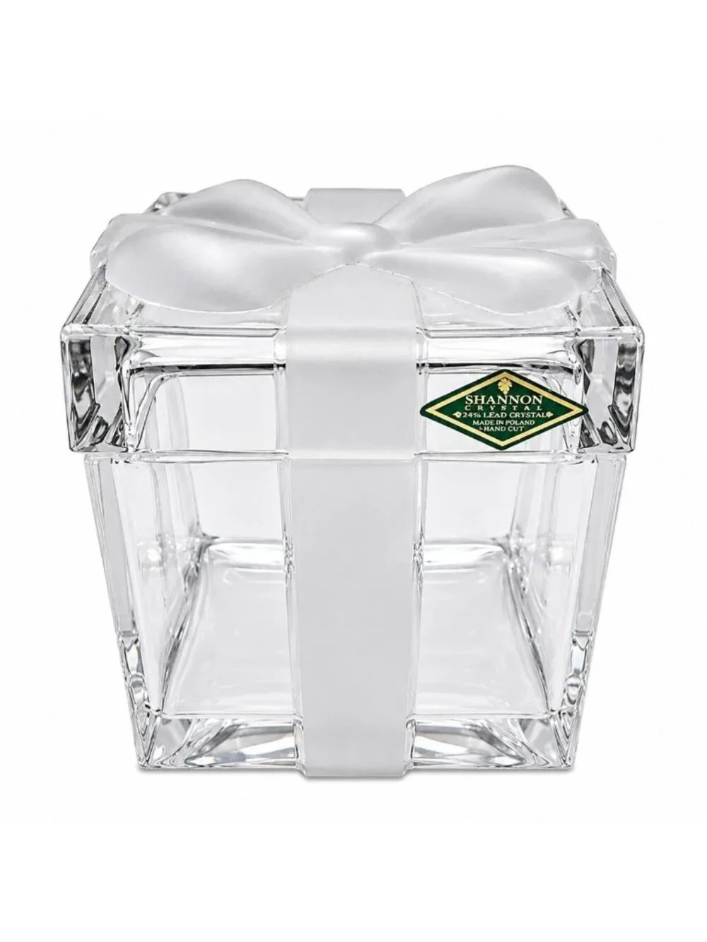 Shannon Crystal Gift Box Trinket Jewelry Box Frosted Bow Lead Crystal Poland REA